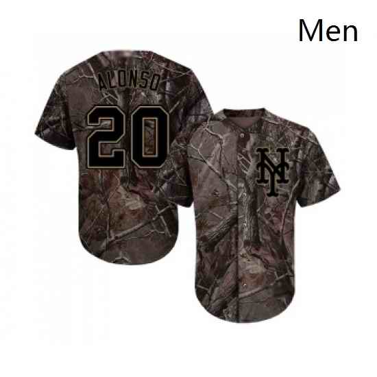 Mens New York Mets 20 Pete Alonso Authentic Camo Realtree Collection Flex Base Baseball Jersey